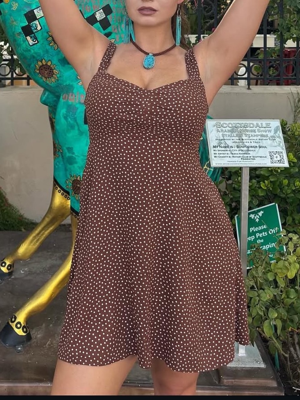 Brown Polka Dot Sundress - Sleeveless A-Line Mini Dress old navy
